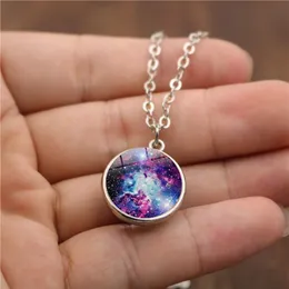 Duplo univerteio universo estrela nuvem de vidro cabochão colar tempo gemstone pingente mulheres meninas moda jóias e arenoso