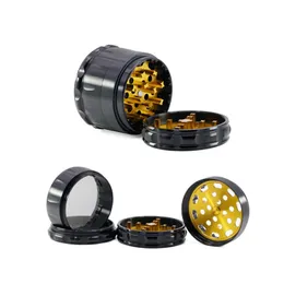 63mm Herb Grinder 4 Lager Genomskinlig Cross-Shape Chamfer Drum-Shape 5Colors Aluminium Alloy Rhigh Quality Rökning Tillbehör