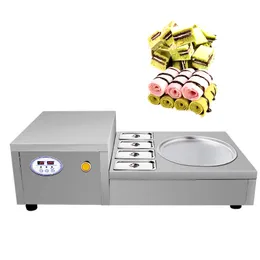 Commercial Thai Fried Ice Cream Roll Machine Frying Yogurt Maker With 1 Pot 4 Small Bowls 740W