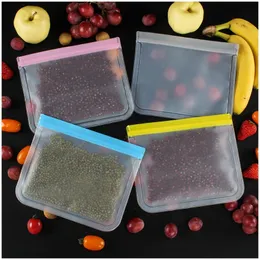 PEVA Reusable Food Packaging Bag Translucent Frosted Food Preservation Sealed Bag Kitchen Fridge Food Storage Pouch