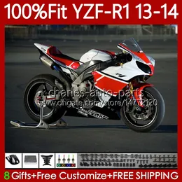 Biały Czerwony 100% Fit OEM Łamyczenia dla Yamaha YZF-R1 YZF R 1 1000 CC YZFR1 13 14 Moto Nadwozie 94NO.56 YZF R1 1000CC YZF1000 2013 2014 YZF-1000 2013-2014 Wtrysk Mold Ciało