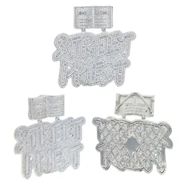 Iced Out Kobiety Mężczyźni Full Cubic Cyrkon Beton Silver Color List Steet PKiest Charm Wisiorek Naszyjnik Dla Punk Hip Hop Biżuteria Hurtownie