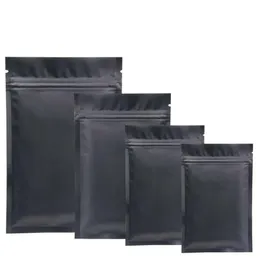 Svart plast Mylar Väskor Aluminium Folie Zipper Väska för långsiktig matlagring och samlarobjekt Skydd 8 färger Två sidor färgad förpackning