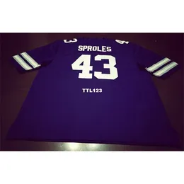 3740 Lila Weiß #43 Darren Sproles Kansas State Wildcats Alumni College-Trikot S-4XLoder individuelles Trikot mit beliebigem Namen oder Nummer