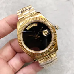 Litimtied Edition 41mm Automatisk rörelse Men Se Sapphire Crystal Black Dial Male Watch 18K Gold Band Gratis frakt