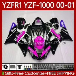 Karosserie-Kit für Yamaha YZF-1000 YZF-R1 YZF1000 YZFR1 00 01 02 03 Karosserie 83No.165 YZF R1 1000CC 2000-2003 Schwarz Pink YZF 1000 CC R 1 2000 2001 2002 2003 Motorradverkleidung