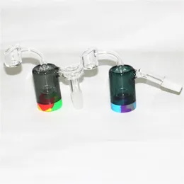 Acessórios para fumar 14mm 18mm de vidro feminino reclamar colegas de cinza de vidro feitos à mão com 4mm de quartzo banger pregos e 5ml recipientes de cera de silicone para bongs da Dab