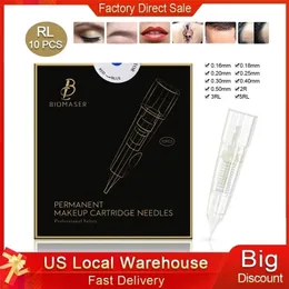 10pcs Biomaser Tattoo Needles Missa permanente Ago per cartuccia per trucco permanente per il labbro per sopracciglia con 1R, 2R, 3R, 5R 211229