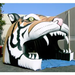 Tunnel gonfiabile di calcio della tigre della testa di animale di Oxford per il cancello della porta d'ingresso della mascotte della decorazione di eventi sportivi