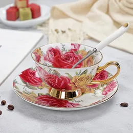 YeFine Porcelain Tea Cups And Saucers High-Grade Bone China Coffee Cup Turkish Drinkware Set LJ200821