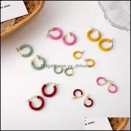 Hoop Hie Earrings Jewelry 2021 Corean Candy Color Trendy Simple for Women Fashion Circle Circle Pendientes Mujer Drop Delivery JDQ4E