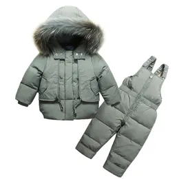 OLEKID inverno vestiti del bambino Set con cappuccio caldo piumino cappotto tuta neonate vestito 1-4 anni Kid Boy Snowsuit infantile Snow Wear LJ201120