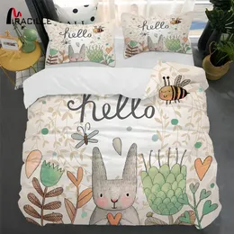 Miracille Cartoon Rabbit Kid Set di biancheria da letto Home Beddingset Bambini Copripiumino Biancheria da letto 3 pezzi Trasporto di goccia 201210