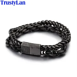 10 polegadas link de cadeia pesada bracelete de aço inoxidável para homens pulseiras dos homens pulseiras Biker jóias pulseira macho punk y200107