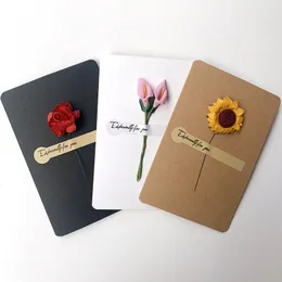 Suszone kwiaty Odręczne Błogosławieństwo Kartka Z Pozdrowieniami Urodziny Prezent Ślubny Zaproszenia Wiadomość DIY Retro Kraft Paper