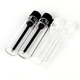 1ml parfymprover mini flaskor med svart lock tomma glasflaskor droppflaska för resor och fest