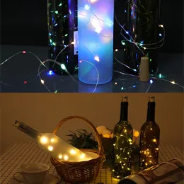 Gorąca Sprzedaż Butelka Wina Cork Lights String 2M 20 LED Lights Zasilanie baterii Do Party Ślub Nowy Rok Boże Narodzenie Halloween Bar Decor Lights