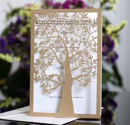 Свадебные приглашения Лазерреосрезание Свадебные приглашения Любовь Дерево Свадебные приглашения Приглашения набор пустых внутри страницы с белым конвертом