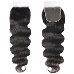 Body Wave HD Lace Closures Brazilian Virgin Human Hair 5x5 Swiss Lace Closure With Baby Hair Free Three Milddle Part Bleached Knots Natural Color