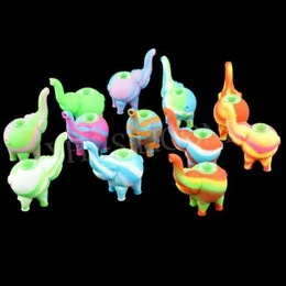 Elephant-shape Colorful Pipes Camouflage Detachable Sealing Smoking Pipe Silicone Cigarette Tobacco Accessories VT1970