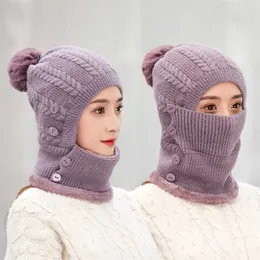 K251 Winter Hat Women's hat Warm Knitted Bib Bubble Thick Wool Cold With Earmuffs Baotou Cap 211229