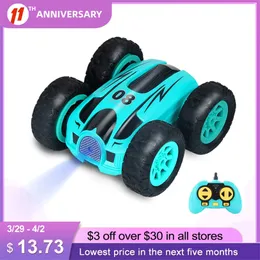 3.7 inch RC Car 2.4G 4CH Double-sided bounce Drift Stunt Rock Crawler Roll 360 Degree Flip Remote Control s Kids Toys 220315