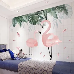 Folhas tropicais adesivos de parede DIY Flamingo Decalques de parede animal para sala de estar Kids Bedroom berçário Decoração 201106