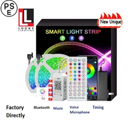 PSE 블루투스 LED 스트립 조명 20m RGB 5050 SMD 유연한 리본 방수 음악 LED 빛 5m 10m 테이프 다이오드 DC 12V 제어