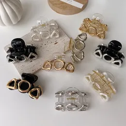 Clip per artigli per capelli in argento e oro da donna, geometria in lega metallica, accessori per morsetti per granchio per capelli, perla, forcina per capelli, impugnatura a barrette, copricapo