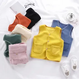 Coletes de lã para meninas meninos toddler roupas cardigan roupas crianças colete sem mangas jaqueta quente outono e inverno outerwear 20220223 h1