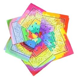 Tie Dye Bandana Gradient Drukowana Szalik Szalik Nadgarstek Hip-Hop Pałąk Wielofunkcyjne Bandanas Maski Sport Twarz Tkaniny Headscarf Lsk1992