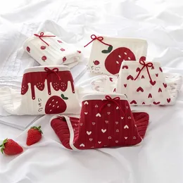 5pcs/set cotton panties for 여자 여자 요약 속옷 플러스 크기 귀여운 부드러운 짧은 팬티 섹시 란제리 여성 숙녀 언더 팬츠 211222