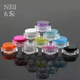 10g Plastic Cosmetic Jar Lip oil Cream Sample Bottle Empty Nail Polish Packaging Square Bottom Container Free Shipping