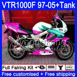 + Tanque para Honda Superhawk VTR 1000 F 1000F VTR1000 Pink White F Bodys 56hm.170 VTR1000F 97 02 03 04 05 1997 2002 2003 2005
