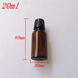 10 pcs 30x80 mm Brown Glass Bottles With Black Plastic Safety Screw Cap DIY 20 ml Empty Storage Jars Containers