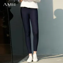 Amii minimalista primavera verão sólido stretch calça mulheres faixa elástica alta cintura macia lápis calças 11764904 201111