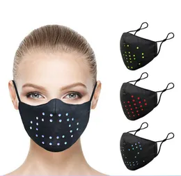 LED Voice Control Activated Luminous Face Mask for Adult Glow in The Dark Face Mask Festival Party Rechargeable Light Mask T9943