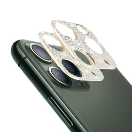 リテールボックスが付いているiPhone 12 11 Pro最大ミニメタルフレーム用ダイヤモンドブリングリッターカメラレンズプロテクター