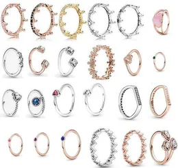 Довольно подходит весной Pandora кольцо 925 стерлингового серебра розовое золото розовые заколдованные коронки кольца оригинальные моды DIY подвески ювелирные изделия для производства женщин