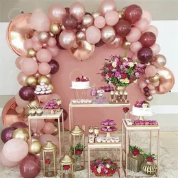 Kit arco ghirlanda di palloncini rosa Palloncino in lattice oro cromato Decorazioni per feste di compleanno Bambini Matrimonio Baby Shower Girl 220217