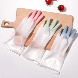 Thickening Wash Clothes Wash Dishes Glove Female Dishwashing Gloves Plastic Latex Two-Color Waterproof Household Kitchen Cleaner Glove YL144