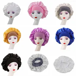 Nyaste Mjuka Silky Sova Hair Cap Salon Bonnets För Kvinnor Bekväm Elasic Satin Night Sova Hat Hårförlust Cap Bonnet Ladies Turban S319