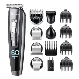 Hatteker Professional Hair Trimmer Vattentät 5 In1 Clipper Electric Cutting Machine Beard Trimer Body Men Cut 220216