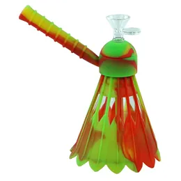 Badminton Bong tubi di acqua in silicone grandi bong di vetro tabacco Narghilè dab rigs shisha beaker bong inebriante tubo di fumo in silicone