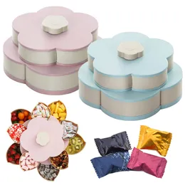 Новое наслаждение скусовой коробкой для жизни с закусками цветок дизайн конфеты с закусками для закусок лепестка вращающаяся коробка.