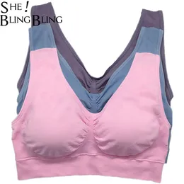 SheBlingBling 3pcs / Set Women Seamless Bras Push Up Fitness Lingerie Underwear Running Sport Breathable Padded Bras Plus Size 201202