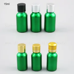 Tomma gröna glasflaskor med svart guld Silver Tamper Event Cap Reducer Dropper 15ml 20ml flaska 12st