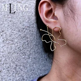 Stud MLING Vintage Gold Alloy Animal Earrings Fashion Geometric Hollow Butterfly For Women1