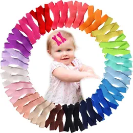 40ピースのミックスカラーグロスグレインリボンの赤ちゃん女の子小さな髪弓フル並んでいる髪のクリップバレット新生児と幼児LJ201226