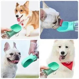 Pies Feed Bowls Feeders Pet Travel Feeding Bowl Plastikowe Przenośne Psy Kot Butelka Wody Outdoor Walking Puppy Drinks Dispensator PET ZL0351SEA